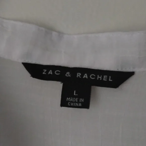 Women's dress shirt size Large, Zac & Rachel brand, yellow,white,orange color - Picture 2 of 3